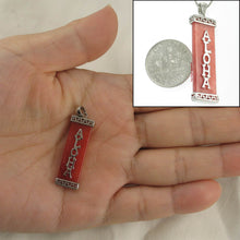 Load image into Gallery viewer, Red Jade Rectangle “Aloha” Pendant