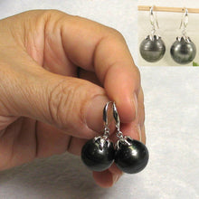 Load image into Gallery viewer, Ringed Tahitian Pearl &amp; Diamond Hook Earrings – 14k White Gold