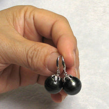 Load image into Gallery viewer, Ringed Tahitian Pearl &amp; Diamond Hook Earrings – 14k White Gold