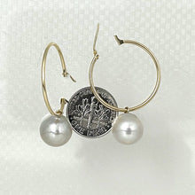 Load image into Gallery viewer, Romaric Tahitian Pearl Hoop Earrings – 14k Yellow Gold
