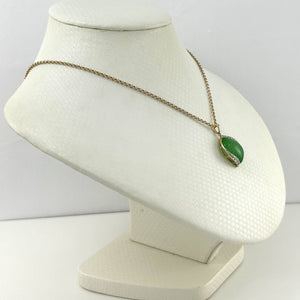 S-Shape Green Jade 14k Gold Pendant