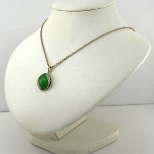 S-Shape Green Jade 14k Gold Pendant