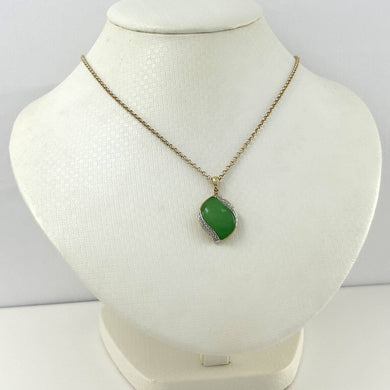 S-Shape Green Jade 14k Gold Pendant