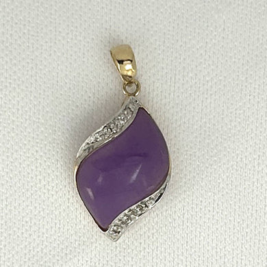S-Shape Lavender Jade 14k Gold Pendant