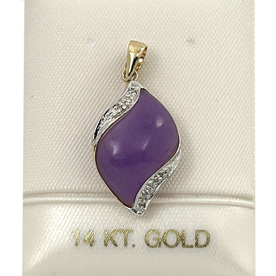 S-Shape Lavender Jade 14k Gold Pendant