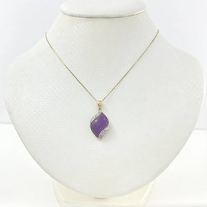 S-Shape Lavender Jade 14k Gold Pendant
