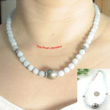 Load image into Gallery viewer, Natural Aquamarine &amp; Silver Beads Gray Tahitian Pearl Necklace