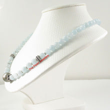 Load image into Gallery viewer, Natural Aquamarine &amp; Silver Beads Gray Tahitian Pearl Necklace