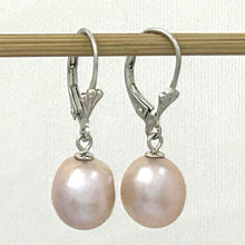 Load image into Gallery viewer, Sterling Silver Fleur De Lis Leverback Pink Baroque Pearl Earrings