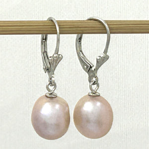Sterling Silver Fleur De Lis Leverback Pink Baroque Pearl Earrings