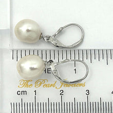 Load image into Gallery viewer, Sterling Silver Fleur De Lis Leverback White Baroque Pearl Earrings
