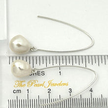 Load image into Gallery viewer, Sterling Silver V-Wire White Baroque Pearl Dangle Hook Earrings