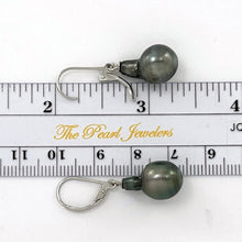 Load image into Gallery viewer, Solid Sterling Silver .925 Leverback Black Tahitian Pearl Earrings
