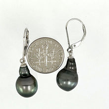 Load image into Gallery viewer, Solid Sterling Silver .925 Leverback Black Tahitian Pearl Earrings