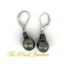 Load image into Gallery viewer, Solid Sterling Silver .925 Leverback Black Tahitian Pearl Earrings