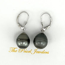 Load image into Gallery viewer, Solid Sterling Silver .925 Leverback Black Tahitian Pearl Earrings