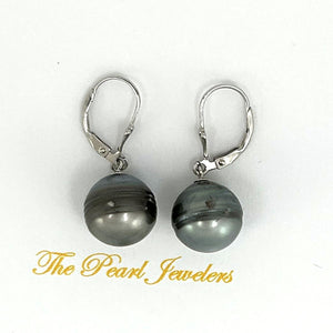 Solid Sterling Silver .925 Leverback Gray Tahitian Pearl Earrings