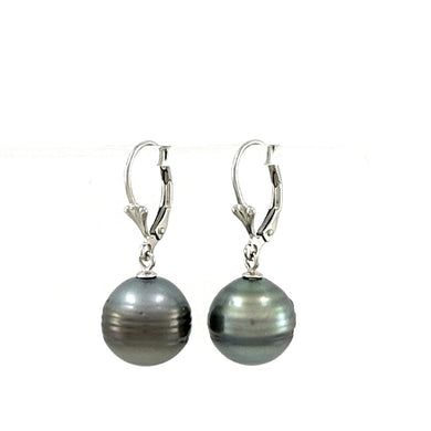Solid Sterling Silver .925 Leverback Gray Tahitian Pearl Earrings