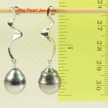 Load image into Gallery viewer, Solid Sterling Silver .925 Two-Tone Tahitian Pearl Dangle Stud Earrings