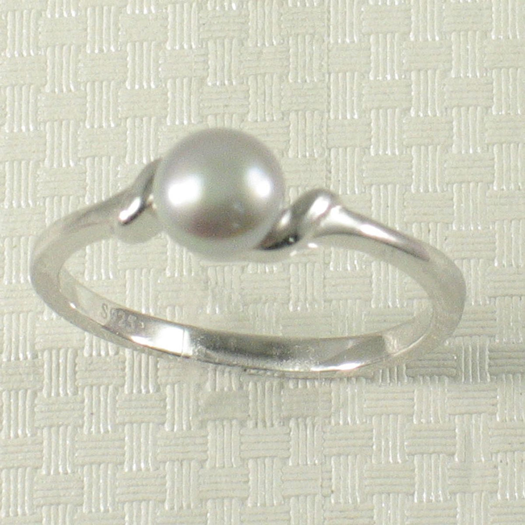 Solid Sterling Silver .925 Silver-Tone Freshwater Cultured Pearl Solitaire Ring