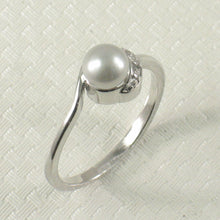 Load image into Gallery viewer, Solid Sterling Silver .925 Silver-Tone Freshwater Cultured Pearl &amp; CZ Crescent Ring