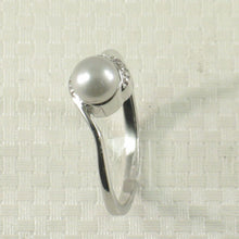 Load image into Gallery viewer, Solid Sterling Silver .925 Silver-Tone Freshwater Cultured Pearl &amp; CZ Crescent Ring