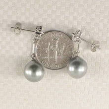 Load image into Gallery viewer, Genuine Diamonds &amp; Silver Tone Tahitian Pearl Triple Heart Earrings – 14k White Gold