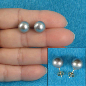 Silver Tone Tahitian Pearl Stud Earrings – 14k Yellow Gold