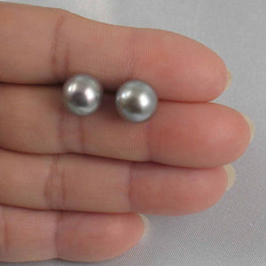 Silver Tone Tahitian Pearl Stud Earrings – 14k Yellow Gold