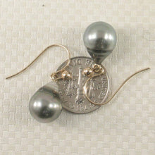 Load image into Gallery viewer, Simple Charming Tahitian Pearl Fish Hook Earrings – 14k Yellow Gold