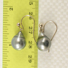 Load image into Gallery viewer, Simple Charming Tahitian Pearl Fish Hook Earrings – 14k Yellow Gold