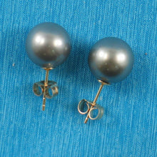 Load image into Gallery viewer, Silvery Gray Tahitian Pearl Stud Earrings – 14k Yellow Gold