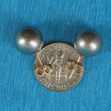 Load image into Gallery viewer, Silvery Gray Tahitian Pearl Stud Earrings – 14k Yellow Gold