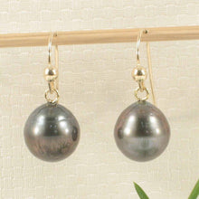 Load image into Gallery viewer, Simple Charming Tahitian Pearl Fish Hook Earrings – 14k Yellow Gold