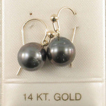 Load image into Gallery viewer, Simple Charming Tahitian Pearl Fish Hook Earrings – 14k Yellow Gold