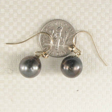 Load image into Gallery viewer, Simple Charming Tahitian Pearl Fish Hook Earrings – 14k Yellow Gold