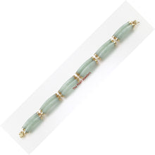 Load image into Gallery viewer, 14k Yellow Gold “Joy” Clasp 6 Segments Double Curved Tube Apple Green Jade Bracelet