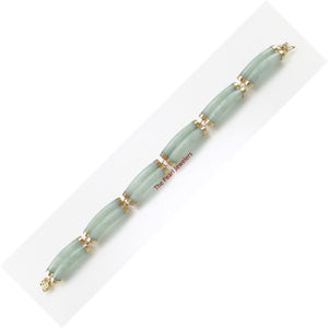 14k Yellow Gold “Joy” Clasp 6 Segments Double Curved Tube Apple Green Jade Bracelet