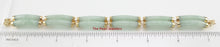 Load image into Gallery viewer, 14k Yellow Gold “Joy” Clasp 6 Segments Double Curved Tube Apple Green Jade Bracelet