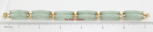 14k Yellow Gold “Joy” Clasp 6 Segments Double Curved Tube Apple Green Jade Bracelet