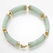 Load image into Gallery viewer, 14k Yellow Gold “Joy” Clasp 6 Segments Double Curved Tube Apple Green Jade Bracelet
