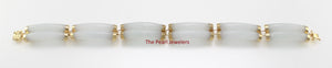 14k Yellow Gold “Joy” Clasp 6 Segments Double Curved Tube Celadon Green Jade Bracelet
