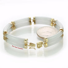 Load image into Gallery viewer, 14k Yellow Gold “Joy” Clasp 6 Segments Double Curved Tube Celadon Green Jade Bracelet