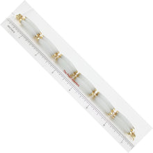 Load image into Gallery viewer, 14k Yellow Gold “Joy” Clasp 6 Segments Double Curved Tube Celadon Green Jade Bracelet