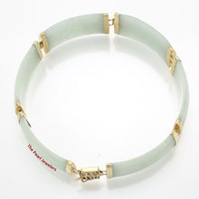 Load image into Gallery viewer, 14k Yellow Gold “Joy” Clasp 6 Segments Celadon Green Jade Bracelet