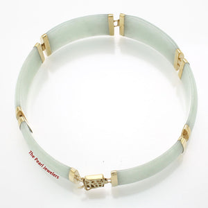 14k Yellow Gold “Joy” Clasp 6 Segments Celadon Green Jade Bracelet