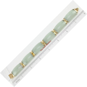 14k Yellow Gold “Joy” Clasp 6 Segments Celadon Green Jade Bracelet
