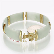 Load image into Gallery viewer, 14k Yellow Gold “Joy” Clasp 6 Segments Celadon Green Jade Bracelet