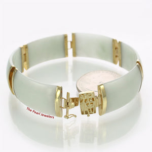 14k Yellow Gold “Joy” Clasp 6 Segments Celadon Green Jade Bracelet