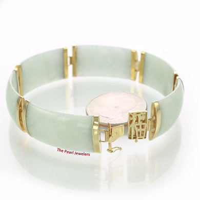 14k Yellow Gold “Joy” Clasp 6 Segments Celadon Green Jade Bracelet